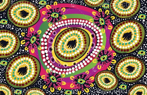 Aboriginal art dots enhance a vector background with decoration