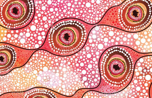 A background of vector art with dotted circles in the Aboriginal style