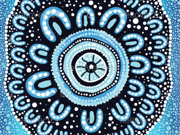 A vector art painting with dots from the Aboriginal culture