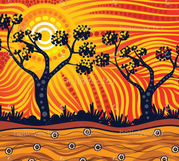 Aboriginal Painting Depicting Nature's Beauty