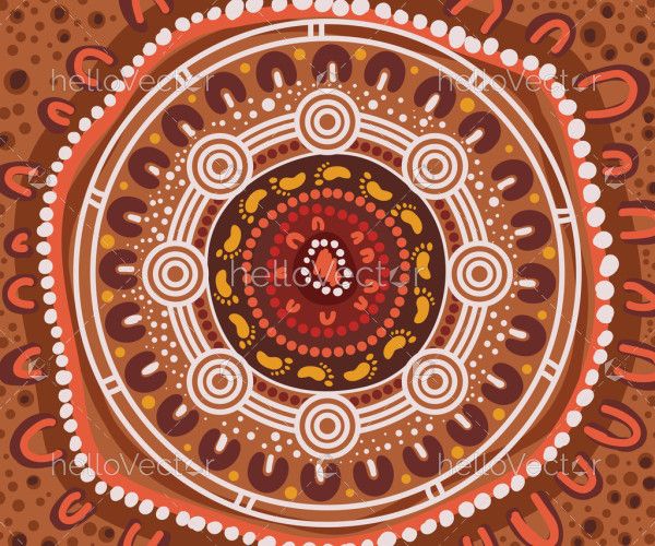 Big dot circle background illustration in Aboriginal style