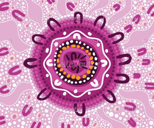 Vector purple painting showcasing Aboriginal dot artwork