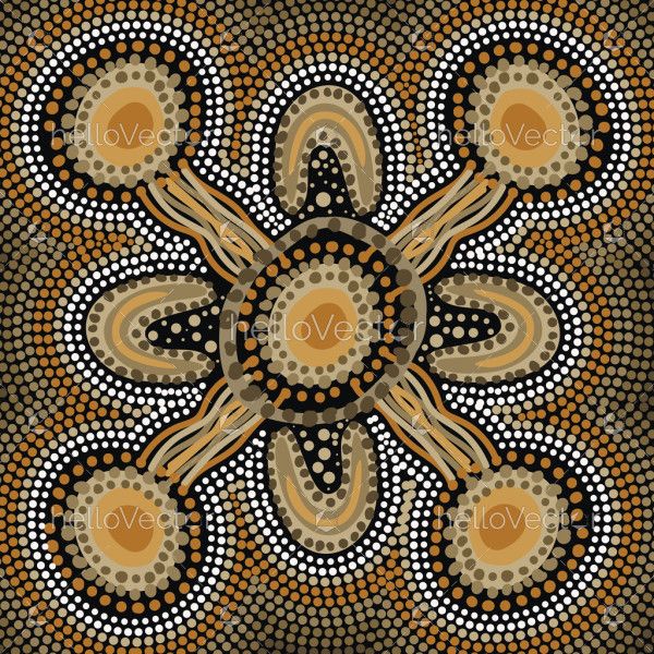 Dot art from Aboriginal brown vector painting