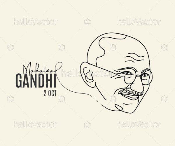 Mahatma Gandhi Outline Portrait For Gandhi Jayanti