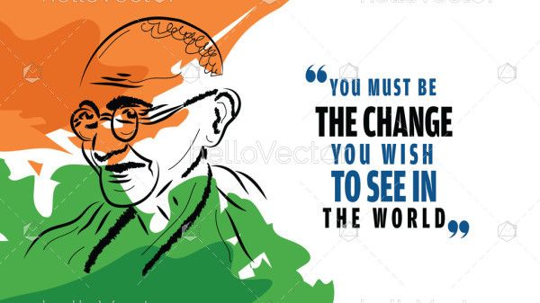 A Gandhi abstract illustration with a word of wisdom from Gandhi