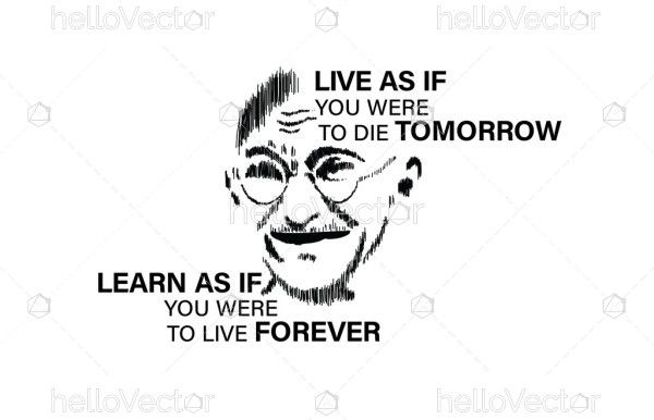 Gandhi quote illustration with Gandhi portrait sketch