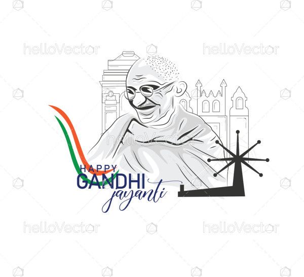 A poster with an illustration for Happy Gandhi Jayanti