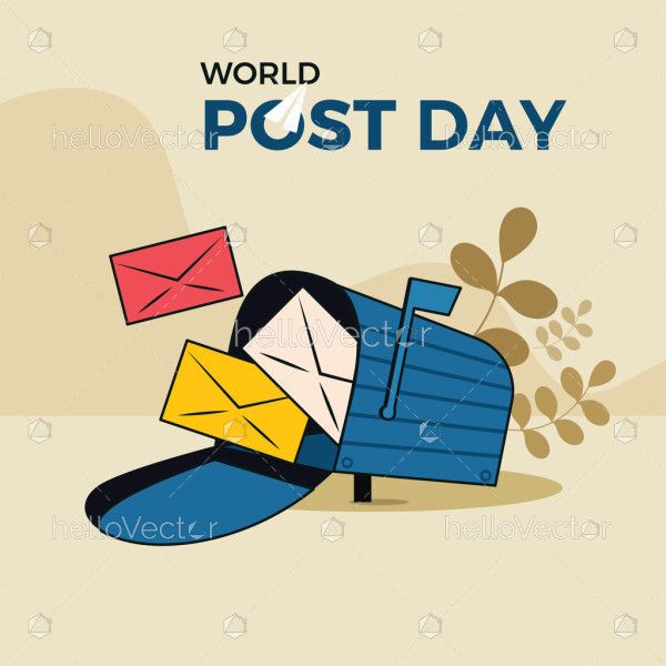 World Post Day Illustration With Postbox