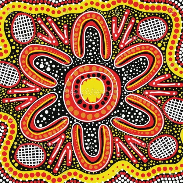 Dot art that reflects Aboriginal traditions in a vector painting