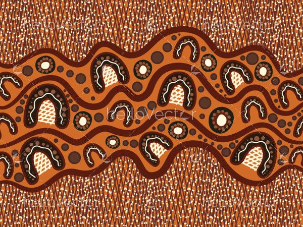 Brown vector background decorated with Aboriginal style design