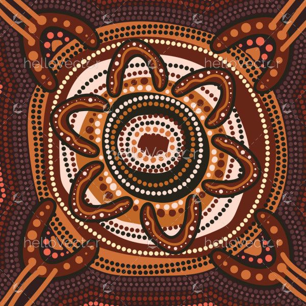 Brown painting in vector format with Aboriginal-inspired dots