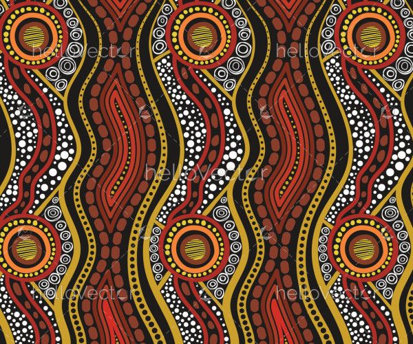 A background illustration that features dots from Aboriginal art