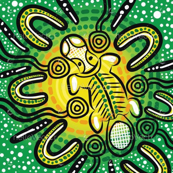 Green Platypus Aboriginal Painting Illustration
