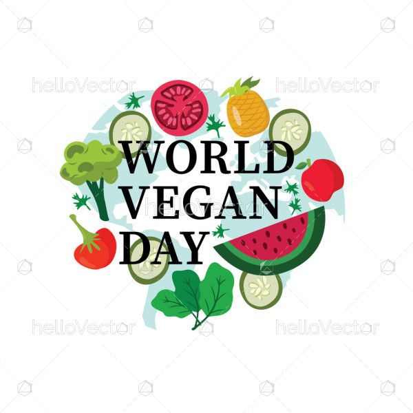 World Vegan Day Illustration With Vegetables