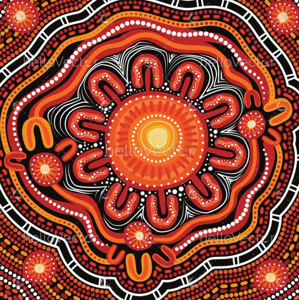 An Aboriginal art style vector-based dot painting