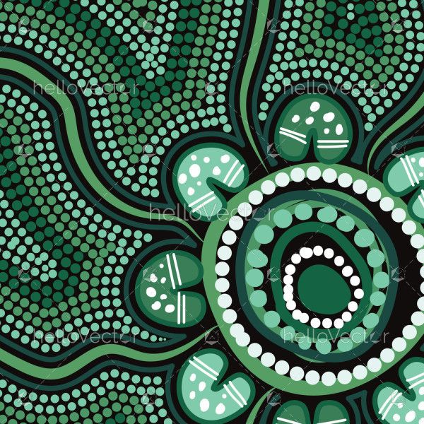 Aboriginal dot art in a vector style green background