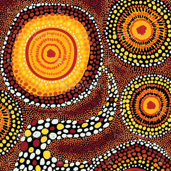 Aboriginal-style dot art on a vector background