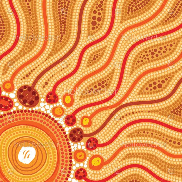 Yellow vector background that features dot art from aboriginal culture