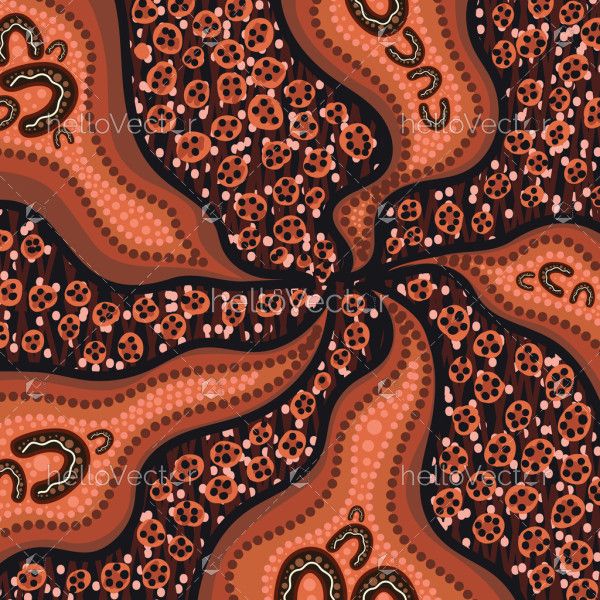 Brown vector background with an Aboriginal art style