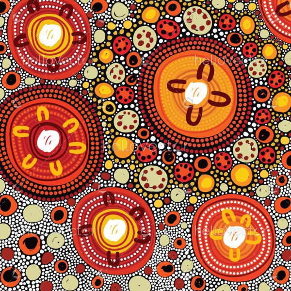 A vector background with dot art inspired by aboriginal culture