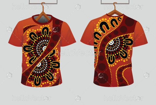 A tee shirt design with artistic elements from aboriginal culture