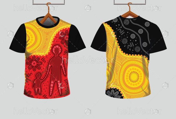 An artistic illustration of aboriginal artwork for a tee shirt design