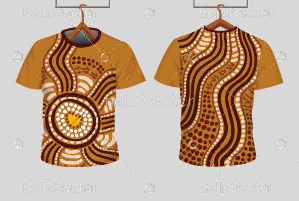 Tee shirt design template with Aboriginal art