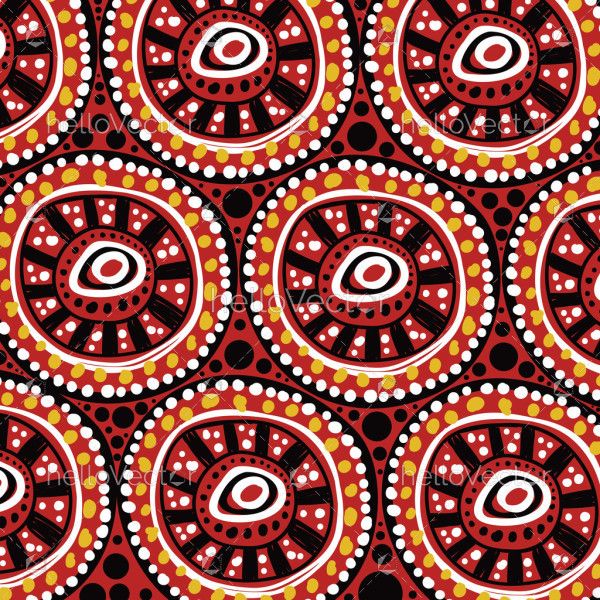 Aboriginal-style dot circle art on a vector background