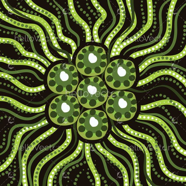 Green aboriginal dot design background illustration