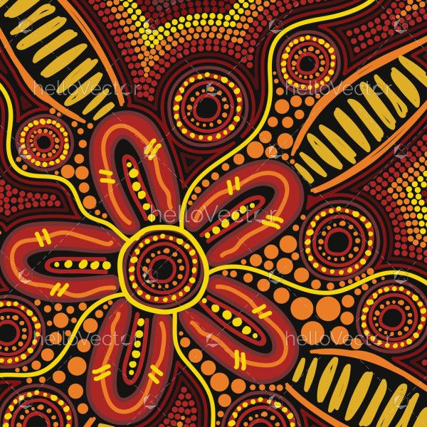Dot art that reflects aboriginal traditions on a vector painting