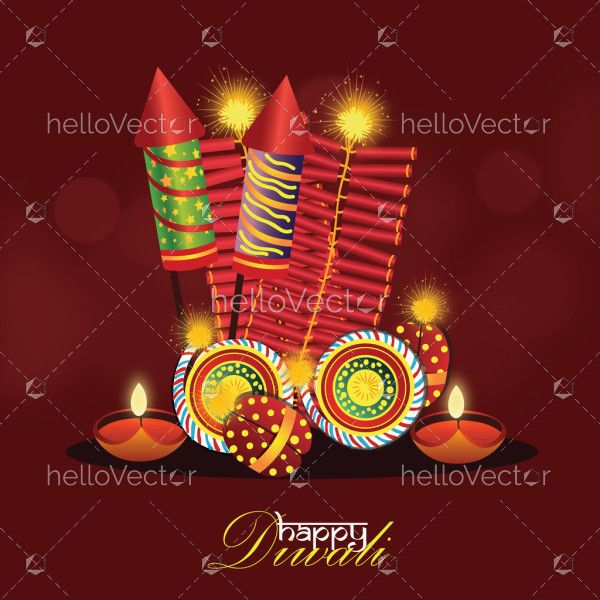 Shiny Diwali crackers illustration for festival celebration