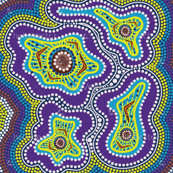 Dot bright painting illustration in aboriginal style