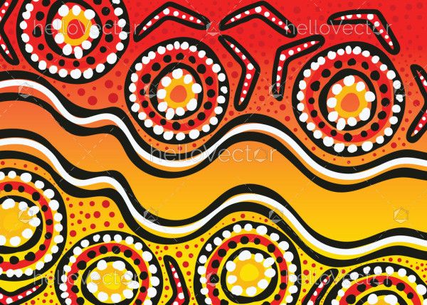 Aboriginal vector dot art in bright colors as a background