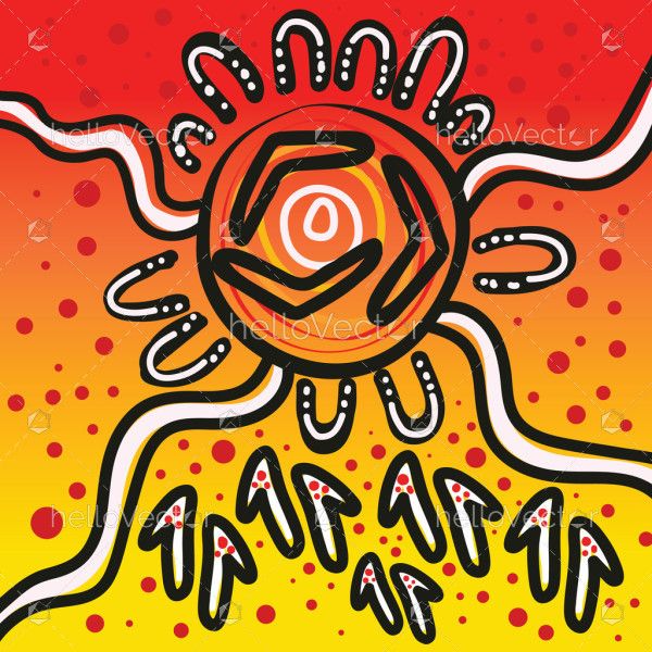 Aboriginal-inspired vector art in a bright background