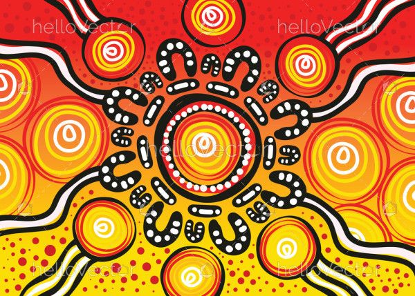 Beautiful aboriginal artwork illustration in bright colors