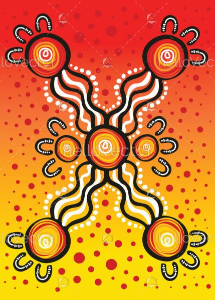 A bright and colorful background with aboriginal vector art