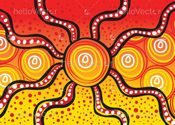 A background that showcases bright and artistic vector art of aboriginal origin