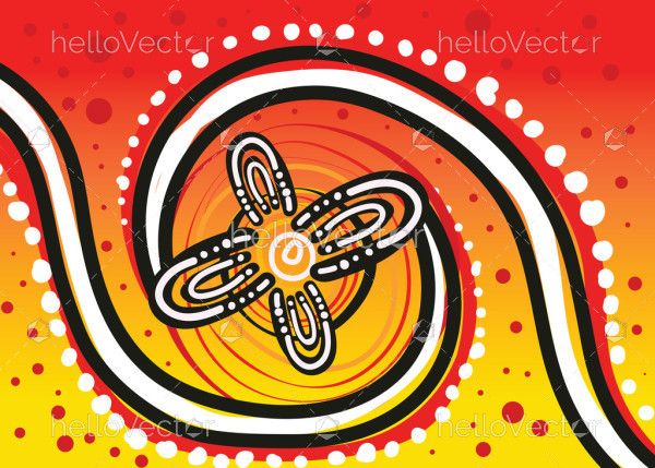 Aboriginal vector art in bright colors as a background