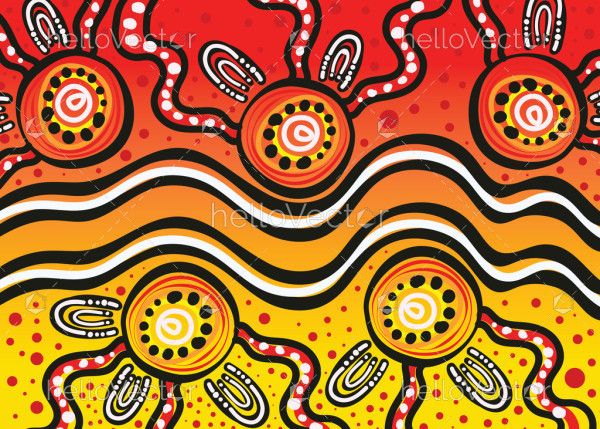 A bright and colorful background with aboriginal vector artwork