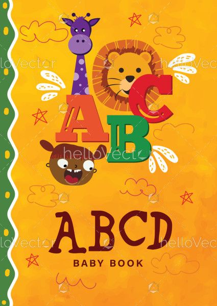 A Book Cover Design in Vector Graphics for Alphabet Education for Kids