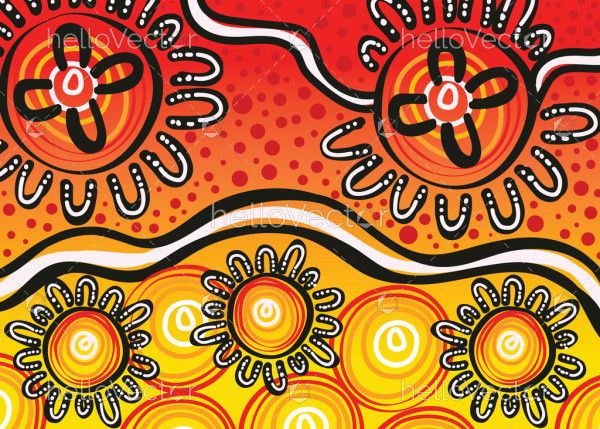 Vector background that reflects aboriginal traditions in a bright colors