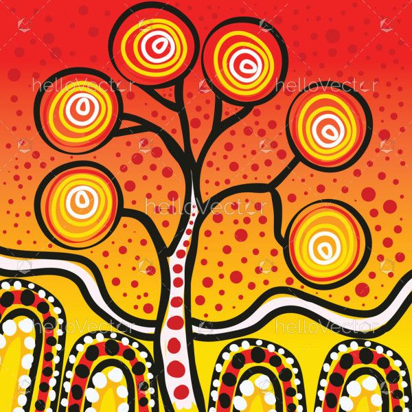 Aboriginal vector art that reflects nature's beauty in bright colors