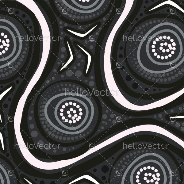 Black and white vector dot art background in aboriginal design