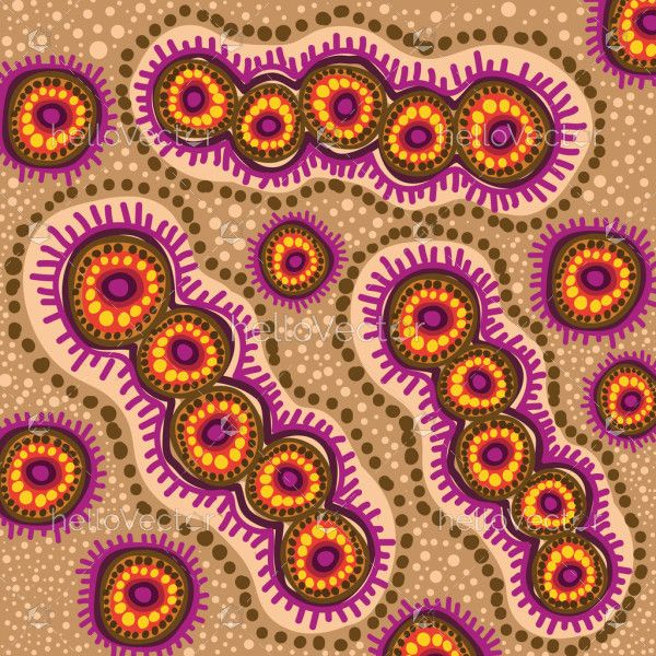 Vector dot art with aboriginal influence as background