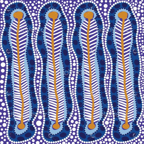 Blue background design with aboriginal-style vector dot artwork