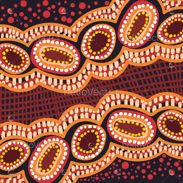 Background with vector dot art illustration in aboriginal style