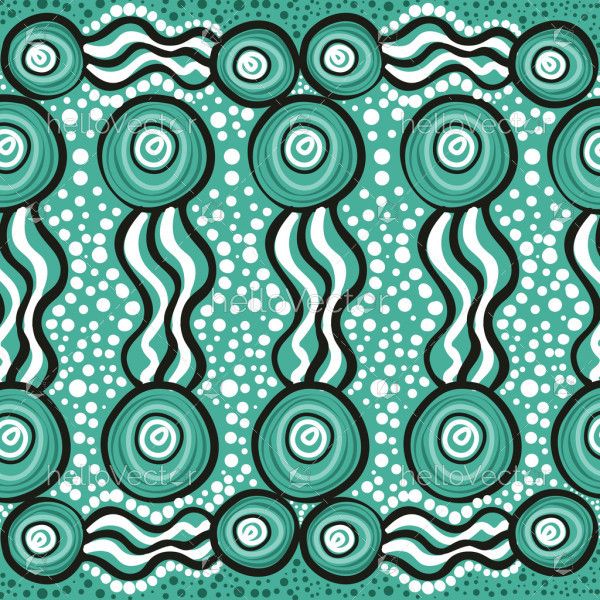 Green pattern background illustration with aboriginal style design