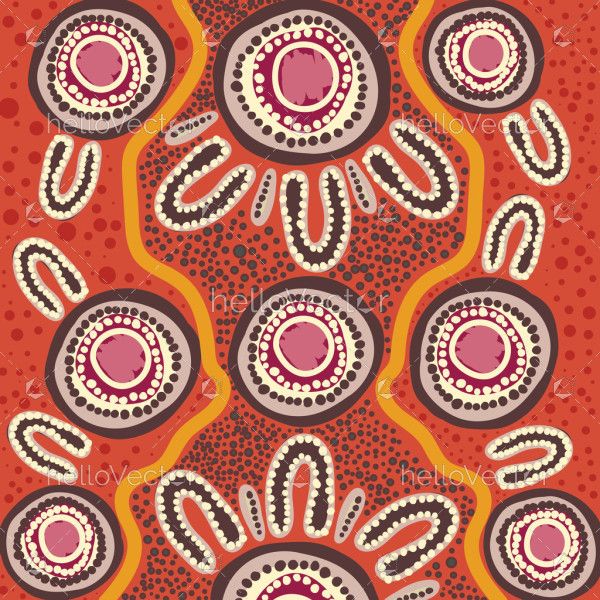 Dot art inspired artwork illustration in aboriginal style