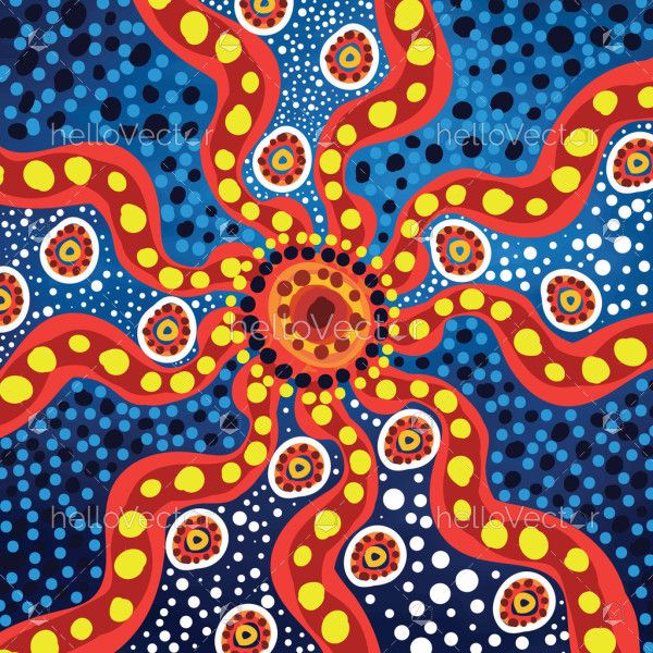Bright dot art illustration as artwork with aboriginal inspiration
