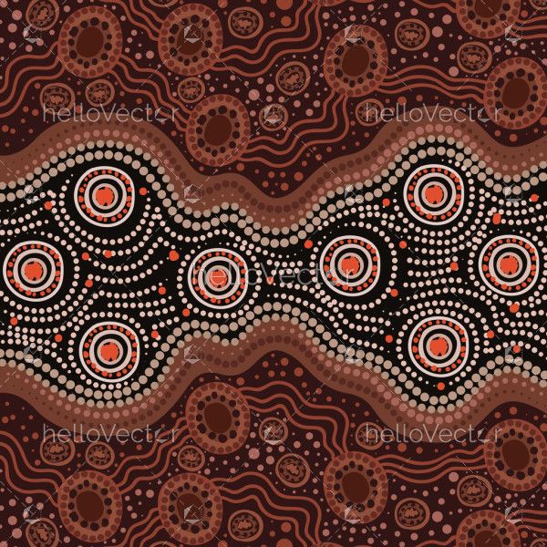 Dot art inspired brown artwork illustration in aboriginal style